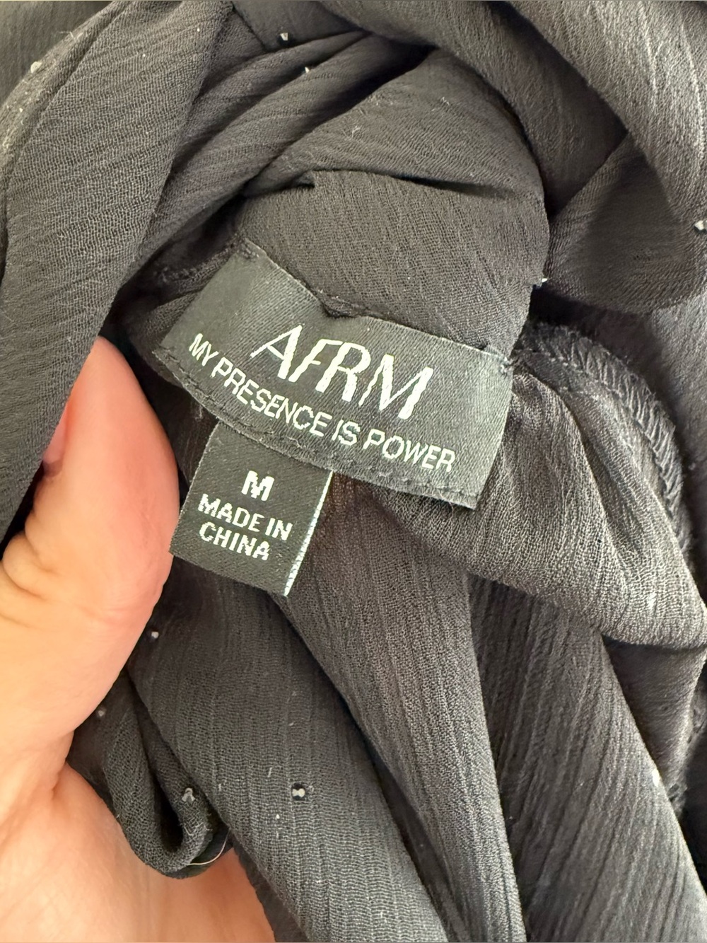 AFRM Black Sheer Ruffle High-Neck Blouse - Picture 9 of 9
